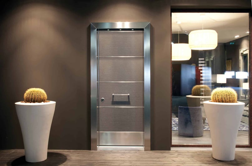 A photo of a steel frame security door