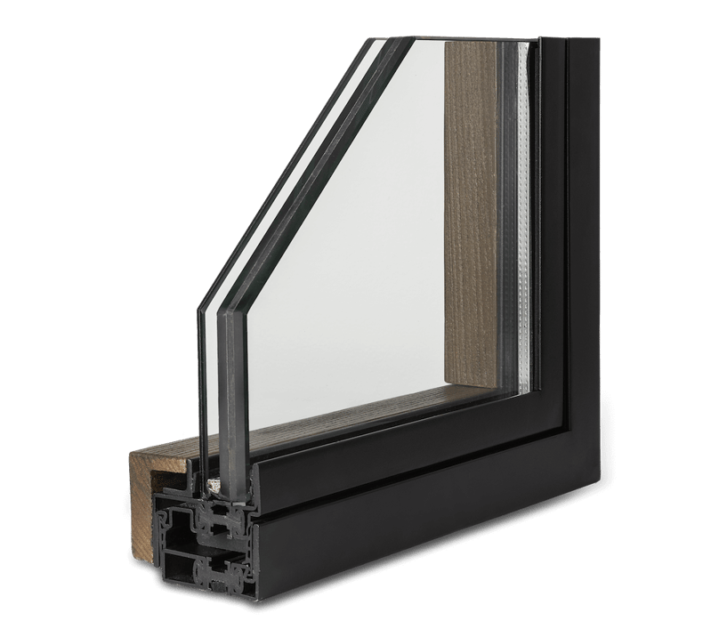 A photo of a cross-section of a steel window to illustrate its construction.